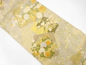 流水に色紙散らし・花模様織り出し　袋帯